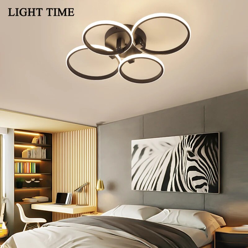 8/6/4 Circle Rings Modern Led Ceiling Light for Living room Bedroom Study room Aluminum Indoor Black&White Ceiling Lamp Fixture