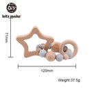 Let's Make Wooden Rattle Teether Baby Toys Engraved Wood Beads Hexagon Teether Silicone Beads 12Mm Tiny Rod Baby Crib Rattle