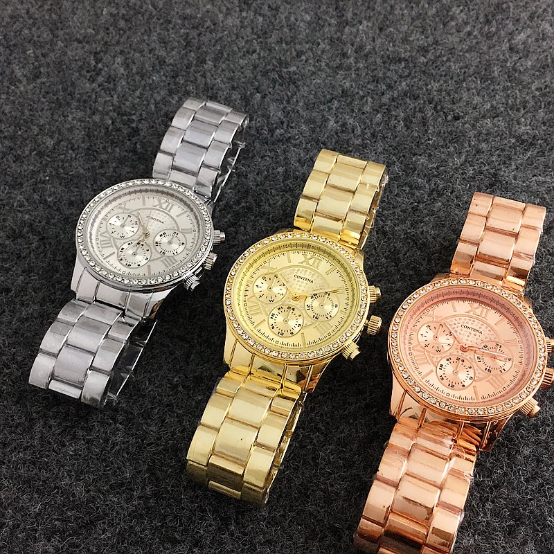 New Geneva Classic Luxury Rhinestone Quartz Women Watches Fashion Female Clock Reloj Mujer Silver Diamonds Ladies Wristwatches