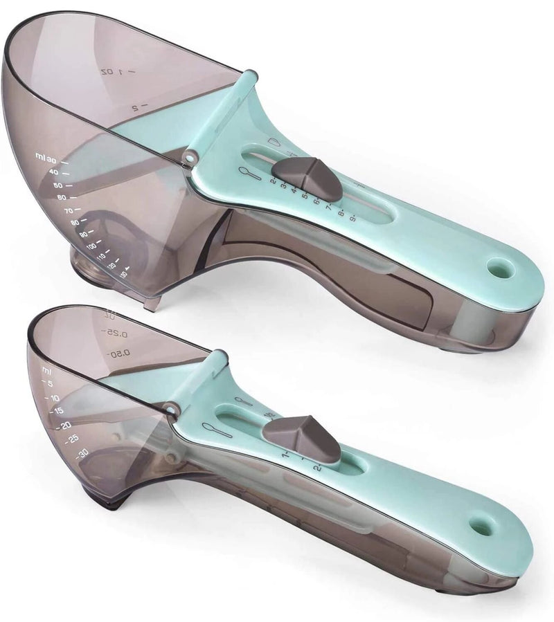 LMETJMA 2 Pcs Adjustable Measuring Spoons with Box Multifunctional Markings Magnetic Scoop Teaspoons KC0602