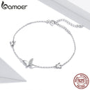 Bamoer Sterling Silver 925 Flying Butterfly Bracelet Lobster Clasp Chain for Women Fashion OOTD Silver Jewelry Gift SCB197