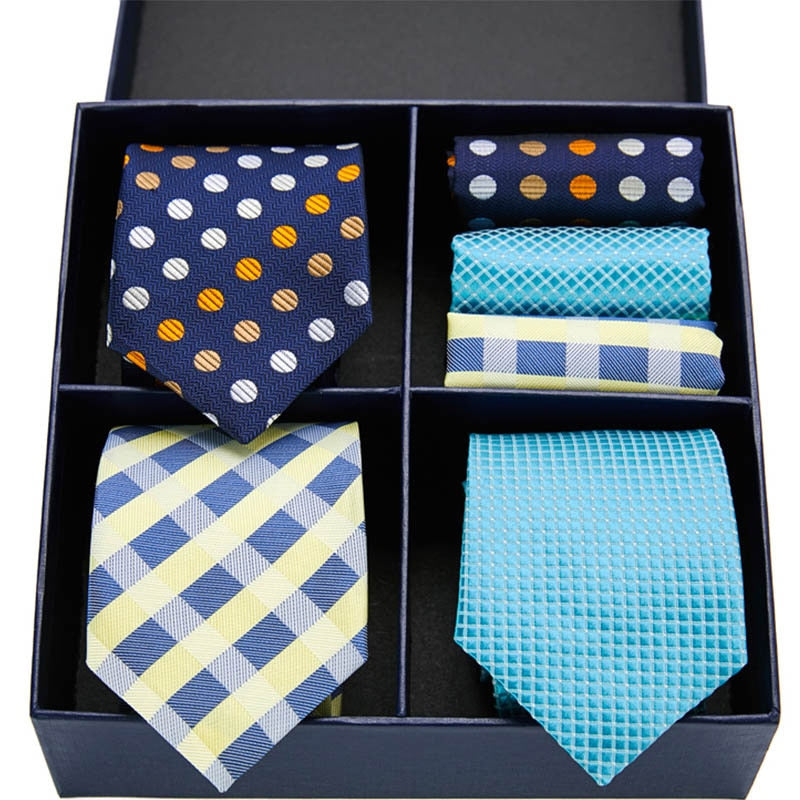 Gift box packing Silk Ties For Men Novelty Hanky  Set 3 Styles  Men&