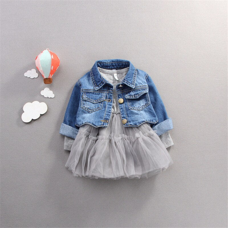 2021 Autumn Infant Baby Girls Clothes Sets Princess Denim Jacket + Dress 2Pcs Baby Girl Outfit Suits for Baby Girl Clothing Set