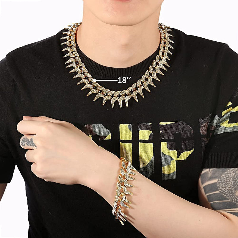 Luxury Iced Out Paved Rhinestones Full Miami Curb Cuban Chain CZ Bling Rapper Necklaces For Men Charm Jewelry Cool Gifts