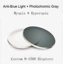 Photochromic Blue Light Blocking Glasses Lenses 1.56 1.61 1.67 Aspherical Myopia Hyperopia Optical Prescription Glasses Lens UV