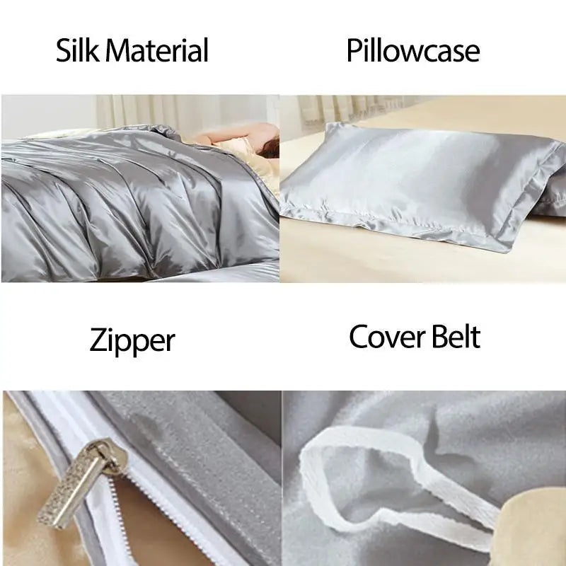 100% pure satin silk bedding set Home Textile King size bed set bed clothes duvet cover flat sheet pillowcases Wholesale