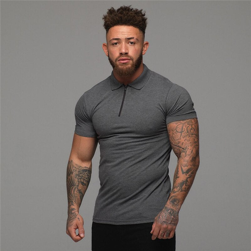 Muscleguys Man Fashion Polo Shirt Casual Fashion Plain Color Short Sleeve High Quality Slim Polo Shirt Men Fitness Polo homme