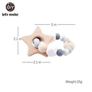 Let's Make Wooden Rattle Teether Baby Toys Engraved Wood Beads Hexagon Teether Silicone Beads 12Mm Tiny Rod Baby Crib Rattle