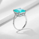 Kuololit Paraiba Gemstone Rings for Women Solid 925 Sterling Silver Emerald Cutting Tourmaline Handmade Engagement Bride Jewelry