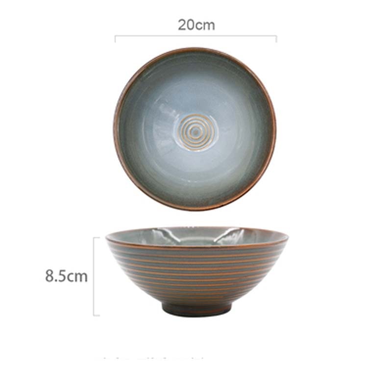 FANCITY Japanese kiln turned ceramic ramen bowl, large soup noodle bowl, household beef noodle bowl, instant noodle bowl, fruit