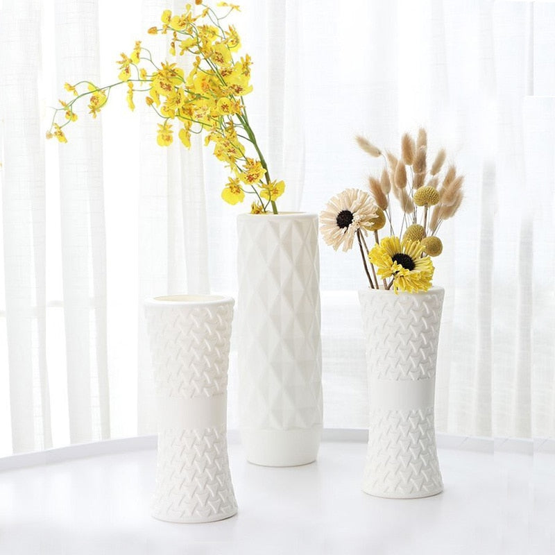 Plastic Vase European Style Home Decoration Vase Anti-ceramic Plastic Unbreakable Wedding Dried Flowers Hydroponic Plants