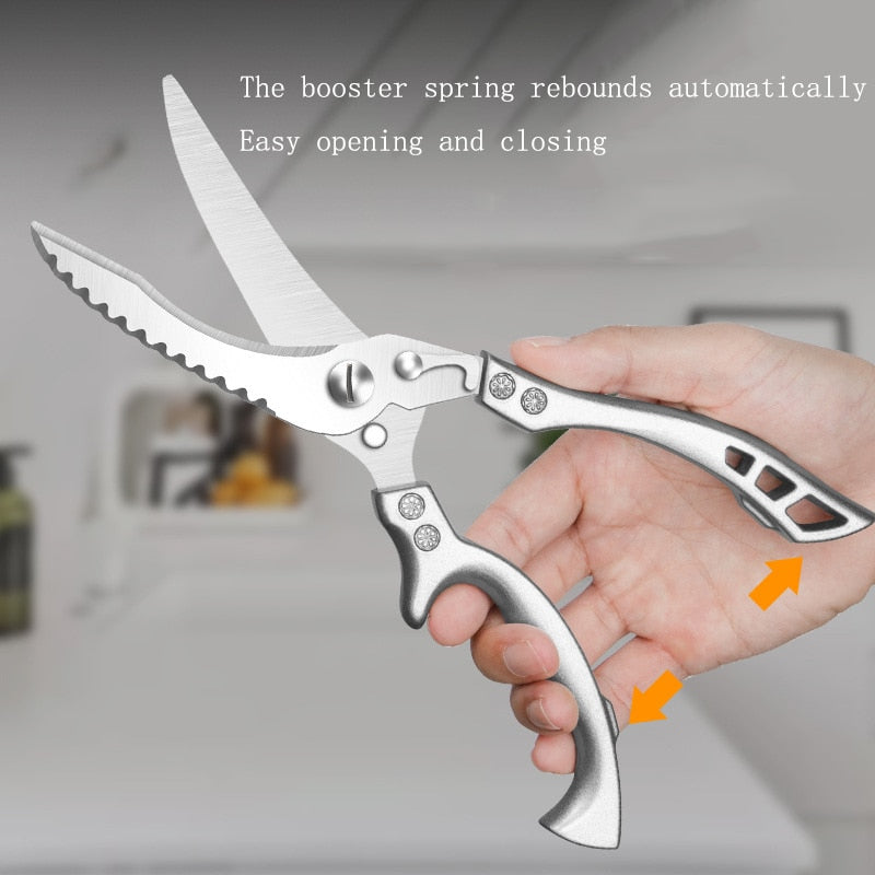 Powerful Chicken Bone Scissors Chicken Duck Fish Cutter Shears 4Cr13 Stainless Steel Scissors Scale Clean Cooking Scissors Knife