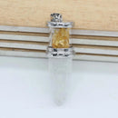 KFT Natural Healing Crystal Quartz Reiki Stone Necklace Rock Citrines Bullet Shape Pendulum Stone Pendant Jewelry For Women Men