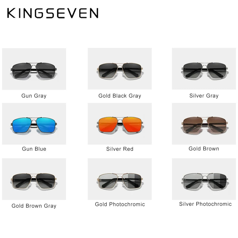 KINGSEVEN Design Sunglasses Polarized Coating Lens Auto Reset Framework Men/Women Fishing Driving Eyewear