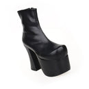 Japan Harajuku Women's Mid Calf Punk Boots Super High Heeled Platform Gothic Queen Boots