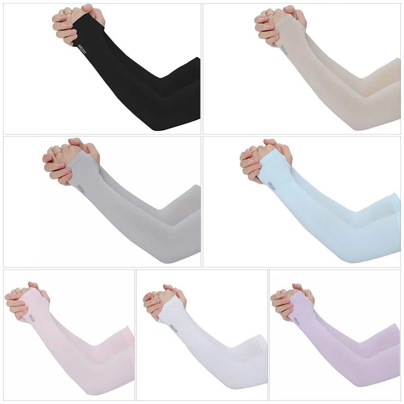 1Pair Arm Sleeves Sun UV Protection Hand Cover Stretchy Sports Sleeve Summer Cooling Running Fishing Cycling Outdoor Sportswear