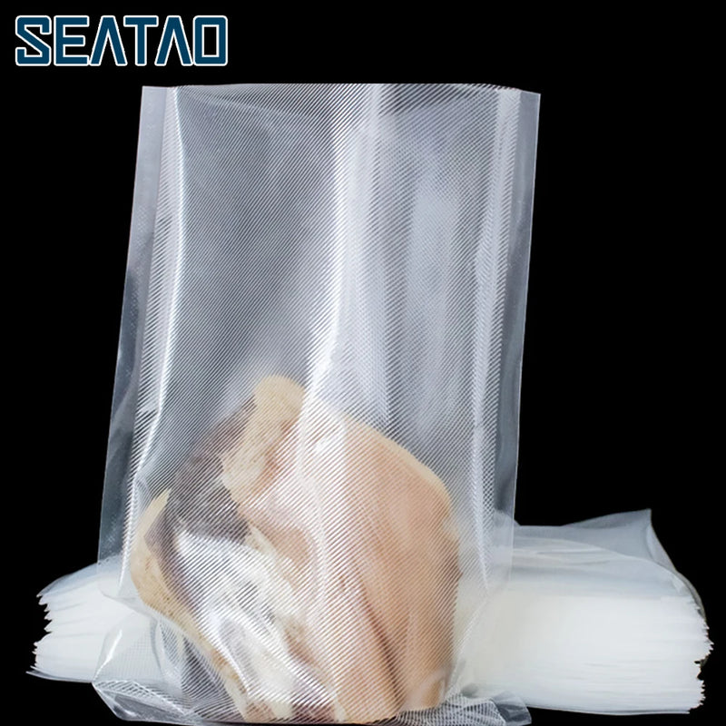 SEATAO 50/100PCS Double sided twill grid kitchen vacuum food bag vacuum seal pocket Vacuum storage seal pocket vacuum packaging