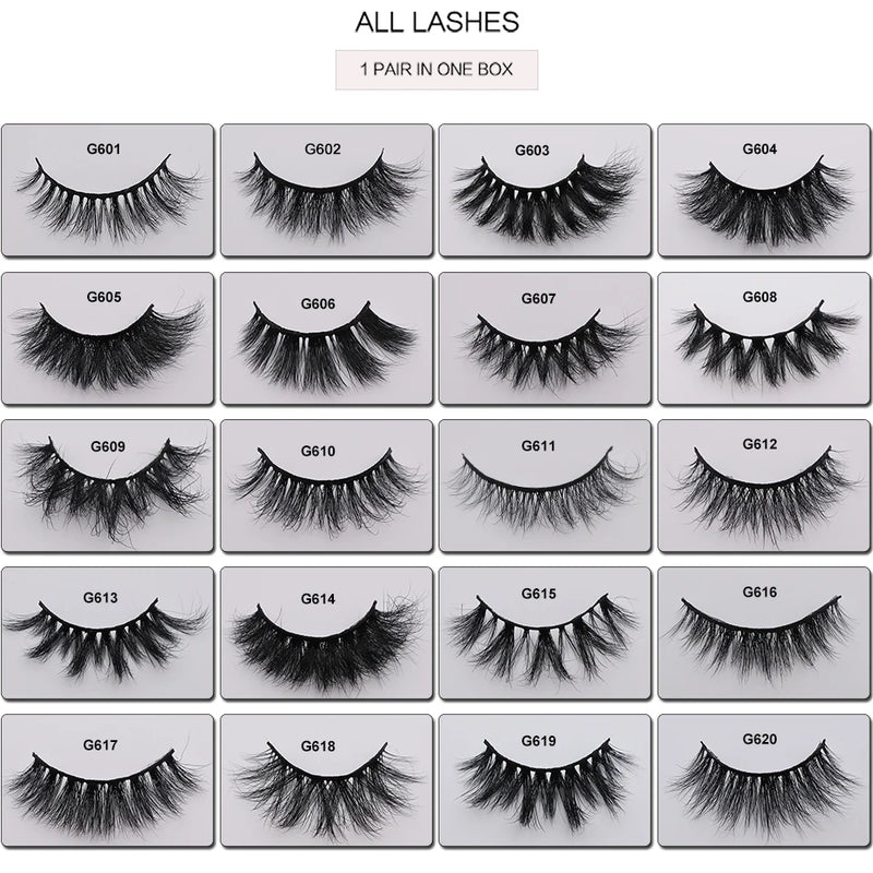 RED SIREN Mink Lashes 1 Pair / Pack Handmade Reusable Fluffy Natural Lashes 10mm-20mm 3d Mink Lashes Makeup Mink Eyelashes