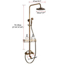 Antique Brass Shower Faucets Set 8'' Rainfall Shower Head Brass Handshower Dual Handle Mixer Tap Rotation Bath Shower Faucet