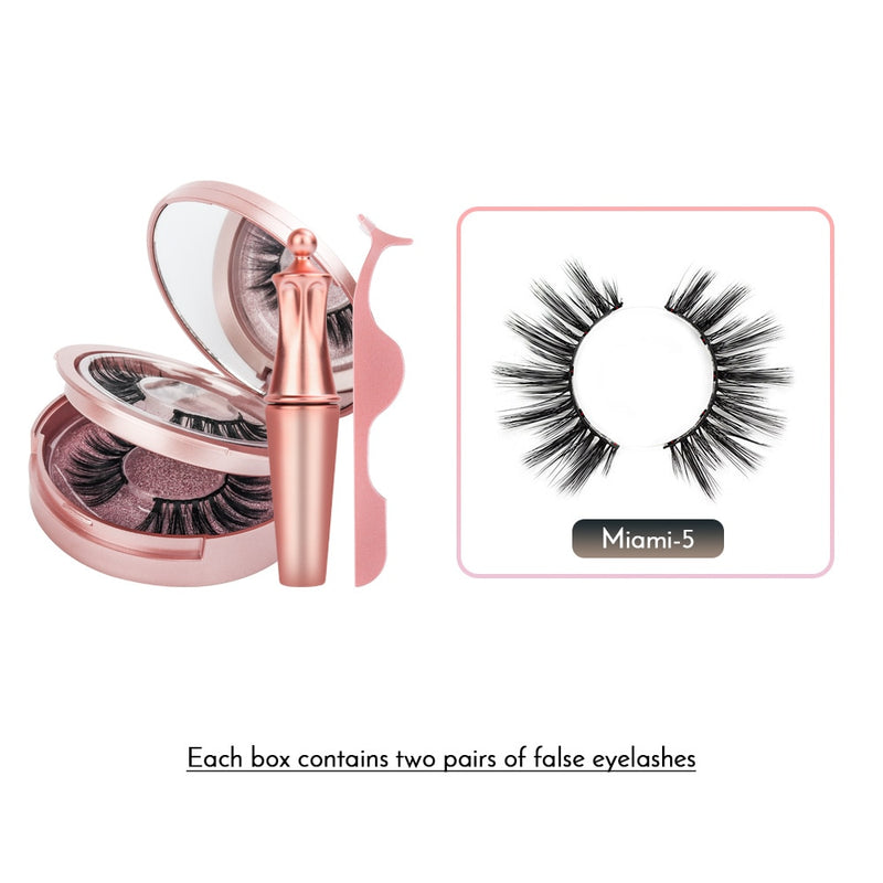 Magnetic False Eyelashes No Glue Full Eye 5 Magnet Reusable Fake Eyelashes Natural Soft Eyelashes Extension Magnetic Eyelash Kit