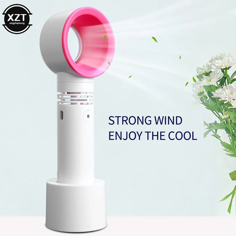 Portable Bladeless Fan USB Rechargeable Handheld Mini No Leaf Ultra-quiet Fans Air Cooler Fans For Desktop Travel Outdoor Office