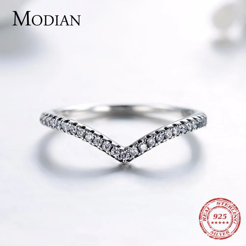 Modian 3 Style Real 925 Sterling Silver Stackable Simple Ring Clear CZ Fashion Instagram Jewelry For Women Couple Gift Rings