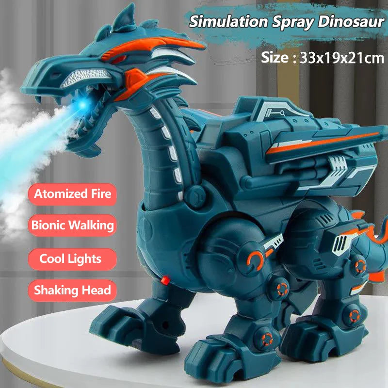 Electric Interactive Spray Fire Dinosaurs Toys Simulation Walking Shaking Dragon Boy Kids Toy Christmas Gift Fine Electronic Pet