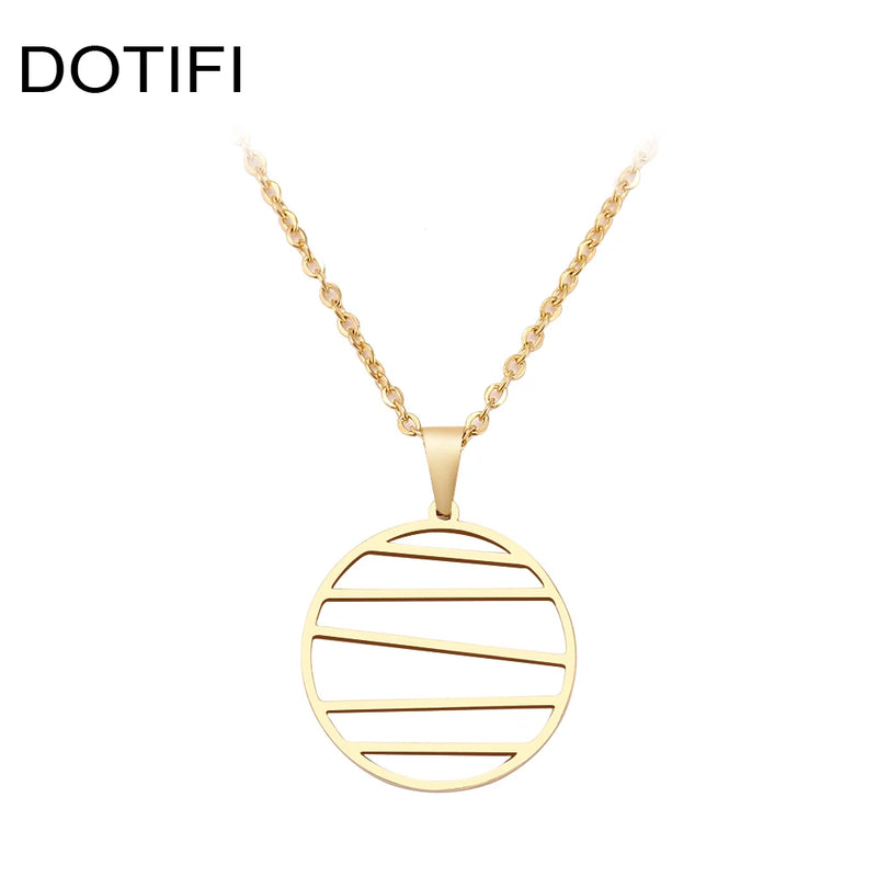 DOTIFI Stainless Steel Necklace For Women Man Irregular Geometric Lines Pendant Necklace Engagement Jewelry