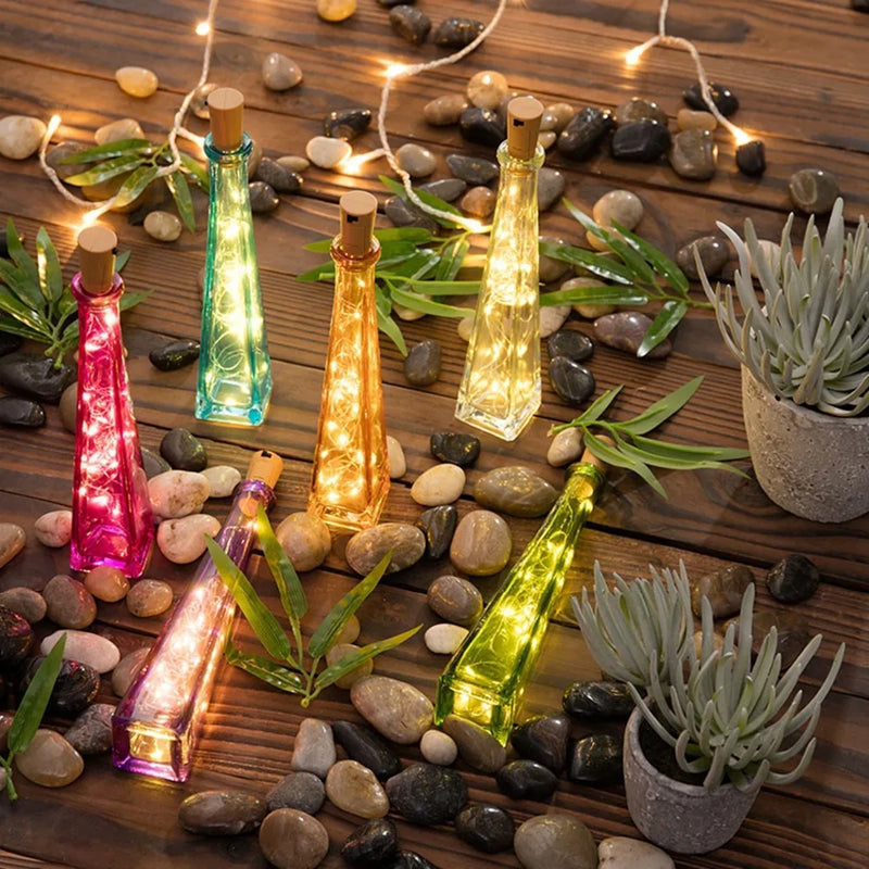 10pcs Includes Battery LED Wine Bottle String Light Copper Wire Fairy Lights DIY Cork Light For Birthday Wedding Christmas Decor