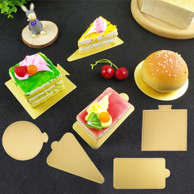 Meibum Dessert Board Base Golden Paper Plates Silver Mousse Mat 100pcs/Set Cake Cardboard Pastries Display Tray Decorative Tools