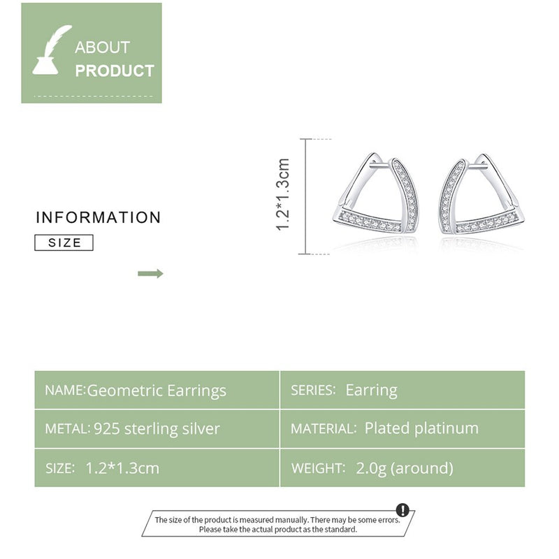 bamoer Sterling Silver Earrings for Women Geometric Earrings Hypoallergenic Silver Jewelry  for women Girl Kids earring SCE975