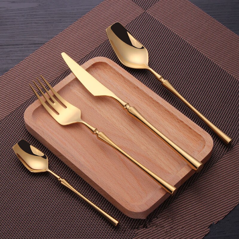 Forks Knives Spoons Dinner Set Cutlery European Wester Kitchen Dinnerware Stainless Steel Home Party Tableware Set Dinnerware