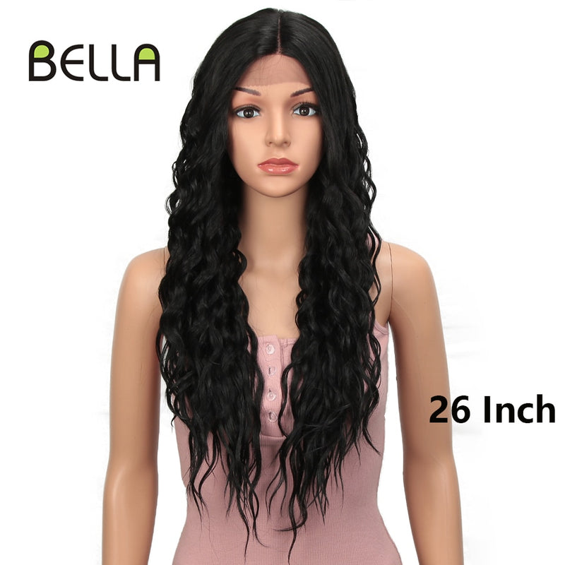 BELLA Lace Wigs Synthetic Deep Wave Curly Synthetic Lace Front Wig Blonde Wig Pink 30 Inch Hair Wigs For Black Women Cosplay