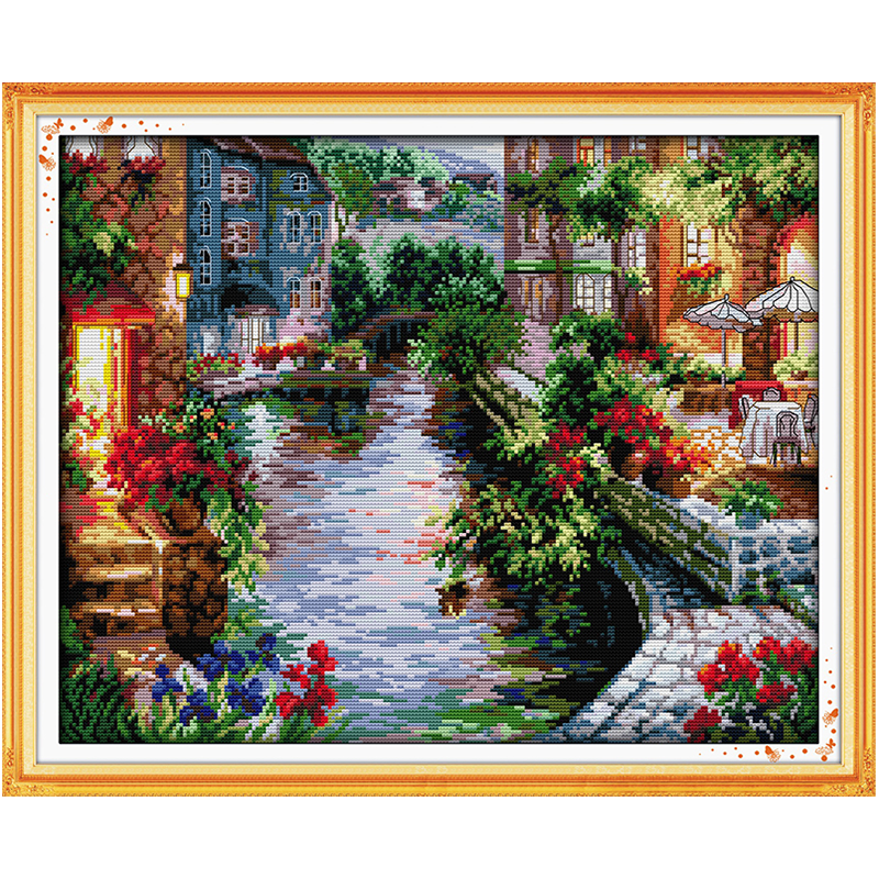 Leisurely Cabin House Scenery Patterns Counted 11CT 14CT Cross Stitch Sets DIY Cross-stitch Kit Embroidery Needlework Home Decor