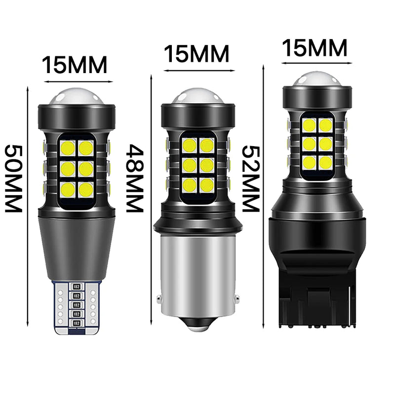 2Pcs 1156 BA15S P21W LED T15 W16W 7440 W21W T20 3030 LED Bulb Auto Signal Lamp Brake Reverse Car Light White Car Accessories T10