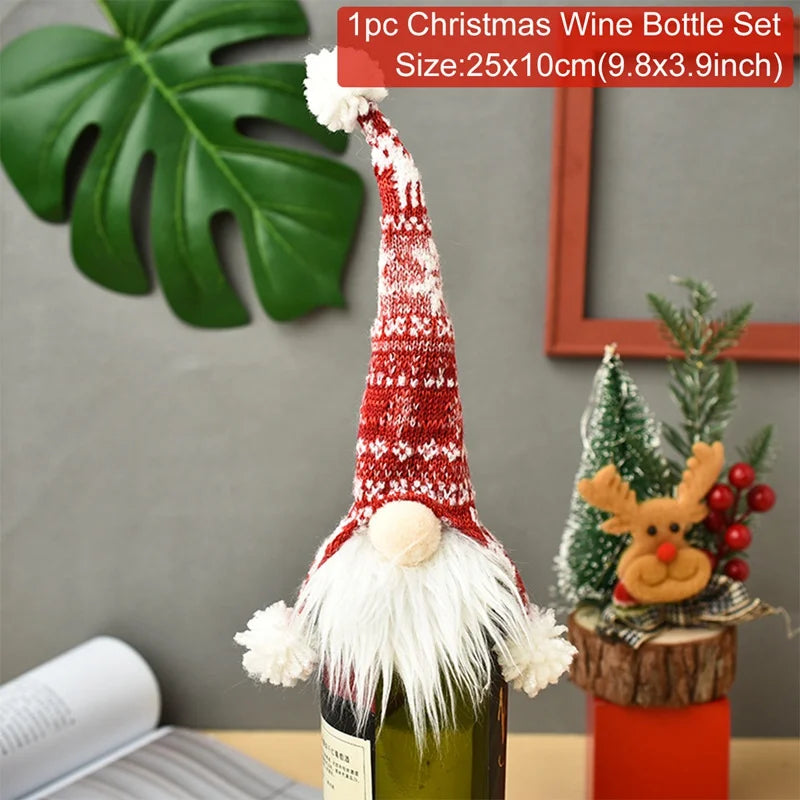 Christmas Wine Bottle Cover Merry Christmas Decorations For Home Christmas Ornament Xmas Table Decor New Year 2025 Navidad Gift