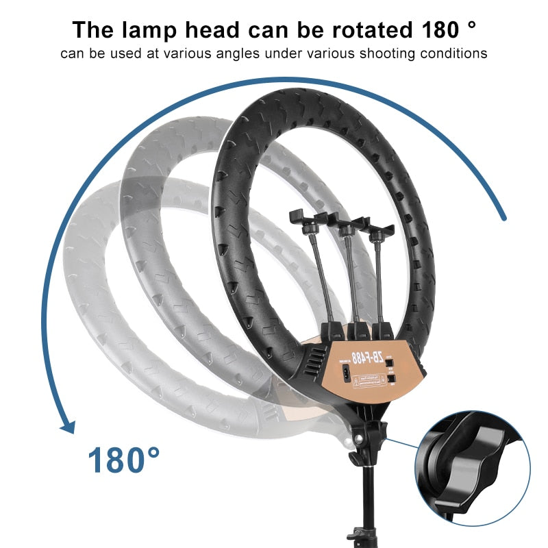 PYNSSEU 22inch Video Ring Lamp with 2M Light Stand Remote Countrol Phone Holder Photographic Ring Light for YouTube Makeup Live