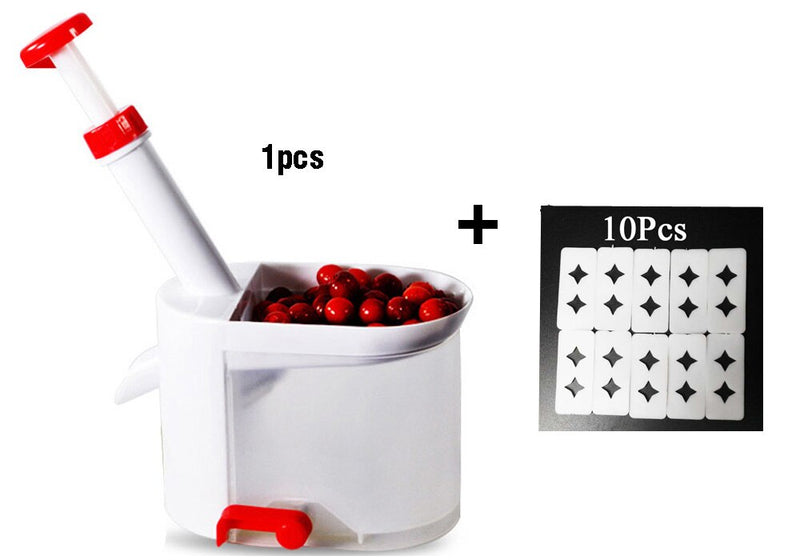 Cherry Corer With Container Kitchen Gadgets Tools Novelty Super Cherry Pitter Stone Corer Remover 10pcs Cherry Pitters Pad