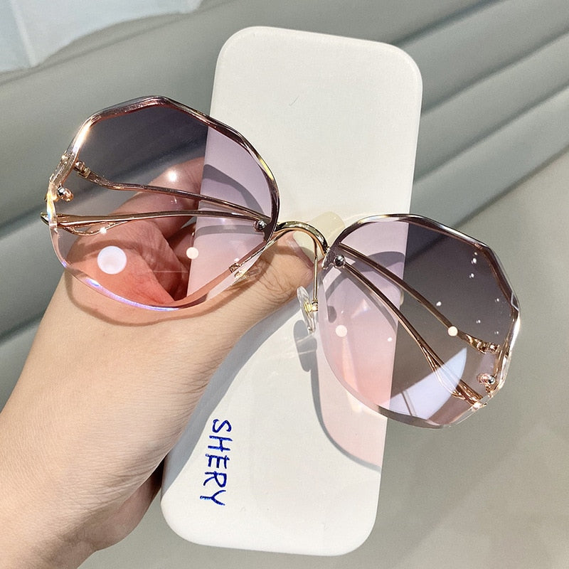 2022 Rimless Sunglasses Fashion Sunglasses Women Tide Vasos Decorativos Luxury Lunette De Soleil Femme Vintage Zonnebril Dames