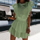 Ardm Elegant O Neck Ruffled White платье2021 Sleeveless Mid-length High-waist Summer Mini Dress Women Princess Dress Vestidos