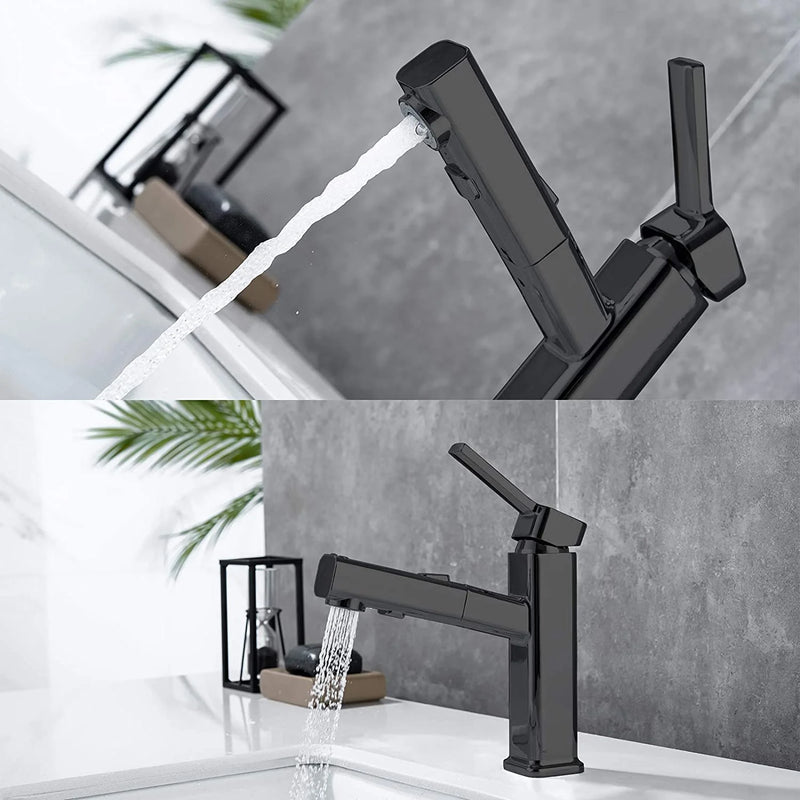 DQOK bathroom basin faucets basin mixer sink faucet Pull Out bathroom water mixer Chrome brass Modern Washbasin faucets Black