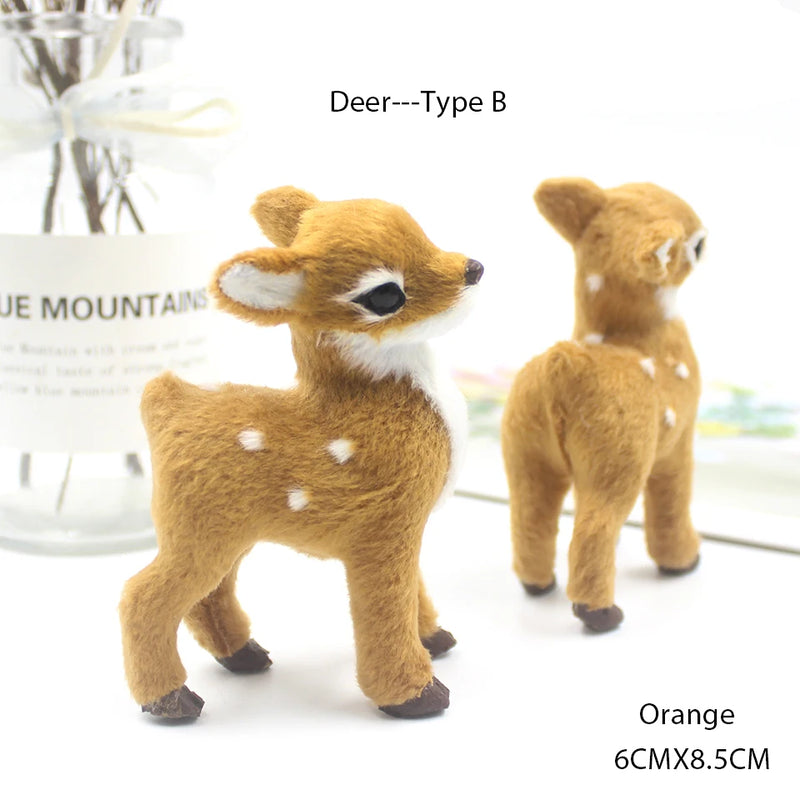 Simulation Christmas Deer Model Favor Xmas Home Decoration Craft Ornaments Display Table Reindeer Elk Animal Miniatures Kid Gift