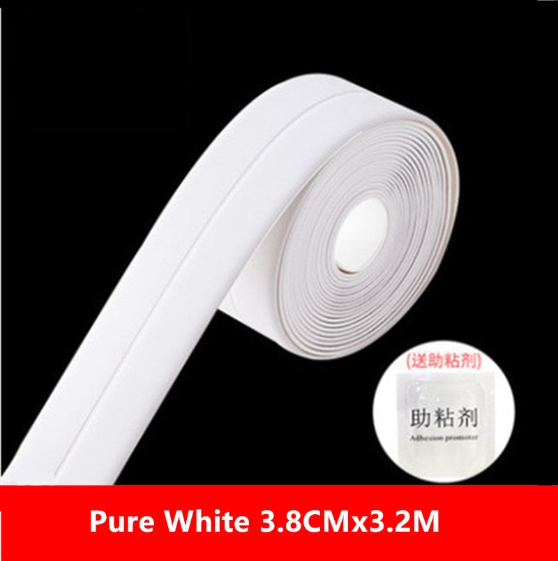 3.2Mx3.8CM Waterproof Bathroom Sink Sealing Strip Tape PVC Self Adhesive Mold Proof Wall Stickers for Kitchen Stove Toilet Gap