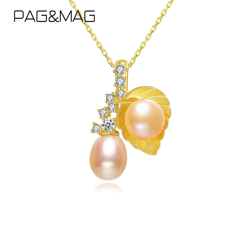 PAG&MAG Luxury Feashwater Pearls Pendant Necklace Sterling Silver 925 Necklace For Women Sea Shell Fine Jewelry FN-0320