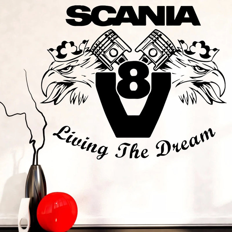 Vehicle Car Wall Stickers Scania Living the dream V8 Svempra Creatives Vinyl Nursery Wall Decals Home Decor Teen Bedroom Y623