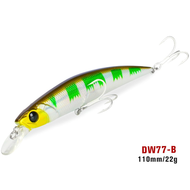 TSURINOYA 110S Long Casting Sinking Minnow Saltwater Fishing Lure DW77 110mm 22g Large Trout Pike River Lake Hard Baits Jerkbait