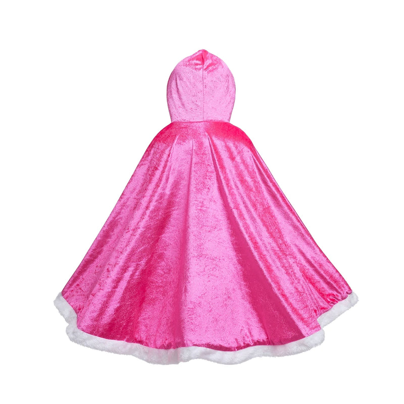 Children Snow Queen Anna&Elsa Girls Velvet Cloak Hooded Christmas Fairy Cinderella Rapunzel Aurora Belle Princess Dress Up Cape