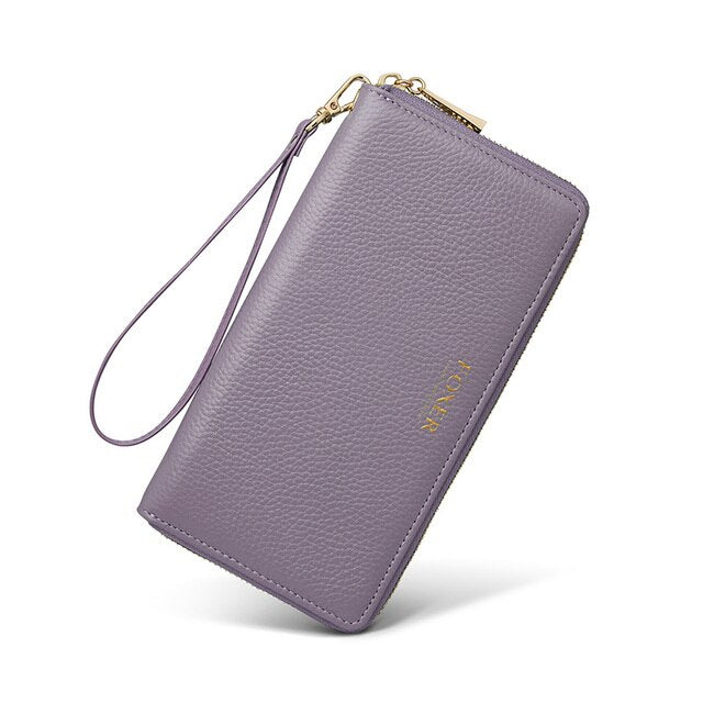 FOXER Women Split Leather Wallet Female Long Clutch Bags with Wristlet Lady Card Holder Wallets Coin Purse Cellphone Bag 256001F
