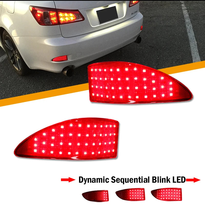 iJDM Car LED Tail Rear Bumper Reflector Lights For Lexus IS250 IS350 Function as Tail,Brake & Rear Fog Lamps,Turn Light 06-2013