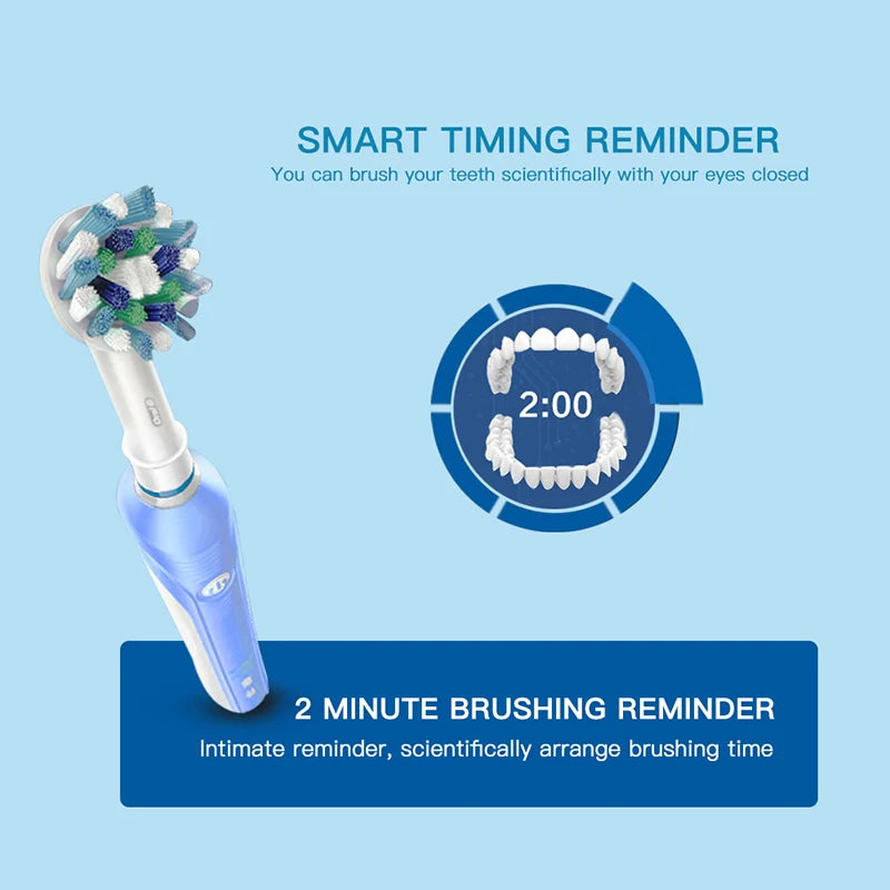 Original Oral B Pro4000 Ultrasonic Electric Toothbrush Inductive Rechargeable Teeth Whitening Oral Deep Clean Gift 6 Brush Heads